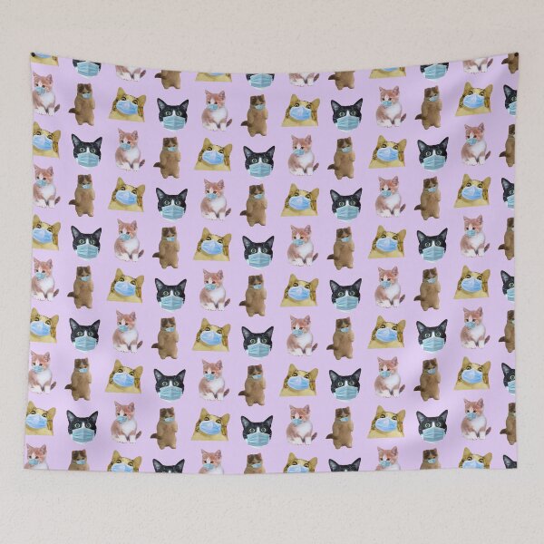 Item preview, social distancing meme cats with masks pack 2 designed and sold by promisesarelies.