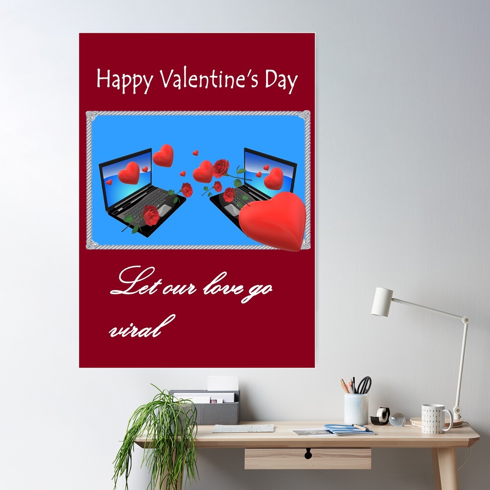 Aesthetic Square Background Happy Valentine Day with Lamp Love in
