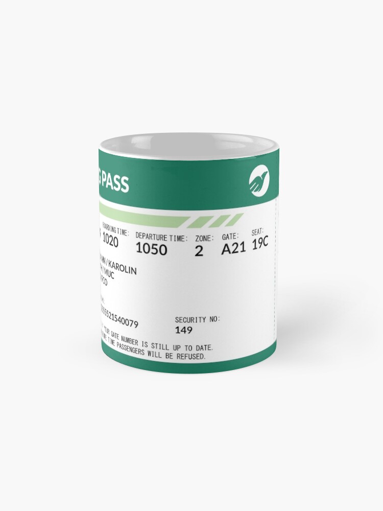 Alternate view of Boarding Pass 4000x1660 KWM Coffee Mug