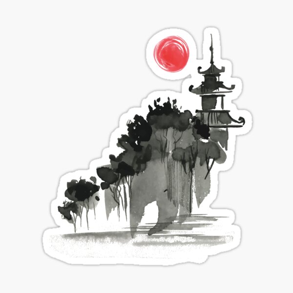 Item preview, Sumi-e Landscape Japanese Ink Painting T-Shirt designed and sold by Hatomomox.