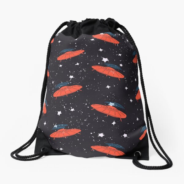 Hand drawn pattern UFO Drawstring Bag