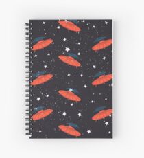 Hand drawn pattern UFO Spiral Notebook