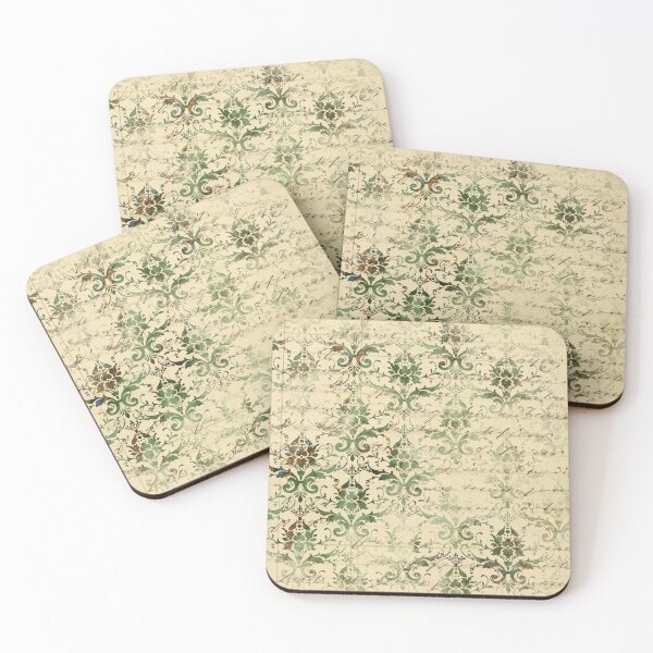 Item preview, Green damasks over handwriting ephemera design designed and sold by AnnieHochmann.