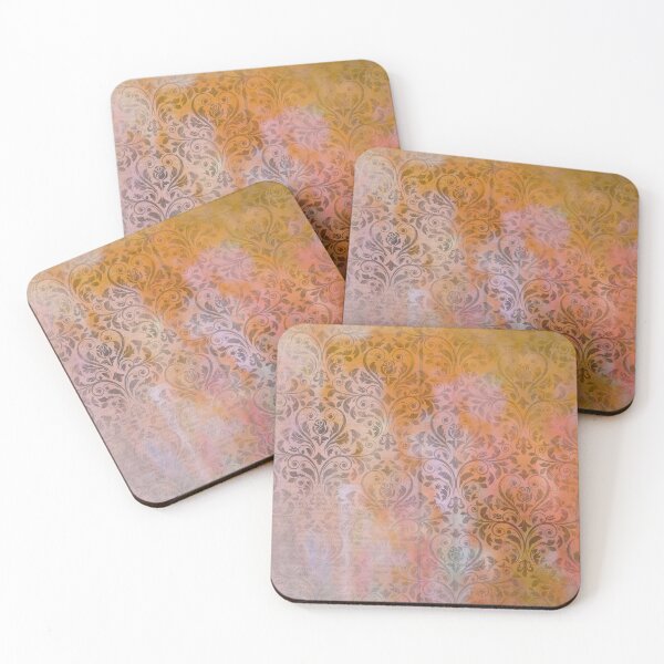 Item preview, Black, pink, and orange vintage, distressed damask ephemera design designed and sold by AnnieHochmann.