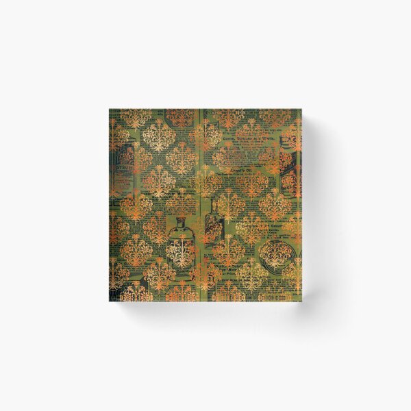 Item preview, Golden red damasks over newspaper ephemera design designed and sold by AnnieHochmann.