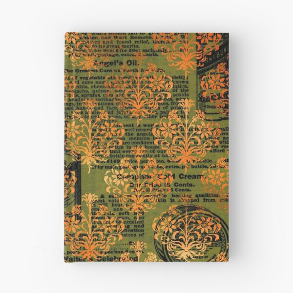 Item preview, Golden red damasks over newspaper ephemera design designed and sold by AnnieHochmann.