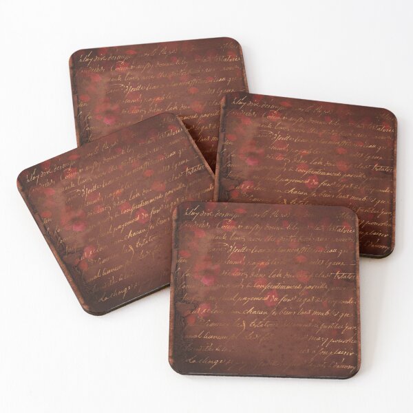 Item preview, Red, stained petals over handwriting letter ephemera design designed and sold by AnnieHochmann.