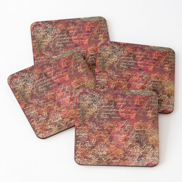 Item preview, Red and gold handwriting letter over flowers ephemera design designed and sold by AnnieHochmann.