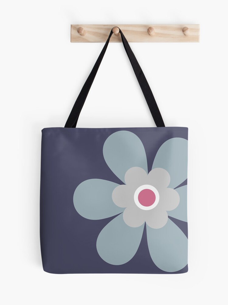 Cute retro 70s simple flower power groovy block colour graphic, in soft  pastel grey, blush pink and white on black Tote Bag for Sale by Caroline  Laursen