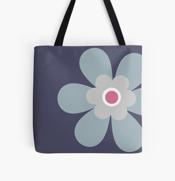 Cute retro 70s simple flower power groovy block colour graphic, in soft  pastel grey, blush pink and white on black Tote Bag for Sale by Caroline  Laursen