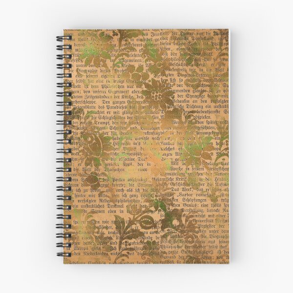 Item preview, Golden green flower damasks over newspaper ephemera design designed and sold by AnnieHochmann.