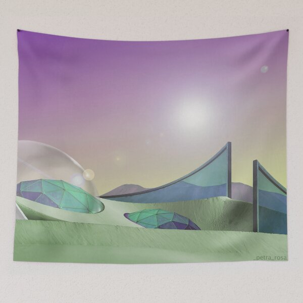 Item preview, New World Gates Landscape (Blue/Pale Green) designed and sold by Petra Rosa.