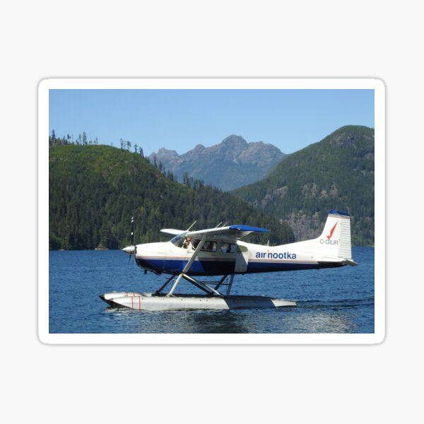 Air Nootka - Floatplane in Nootka Sound BC with Mountains Sticker