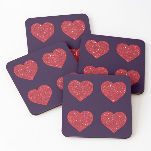 Item preview, Red Sparkling Hearts with a Red Border on Dark Muted Purple designed and sold by BelindaFuller.