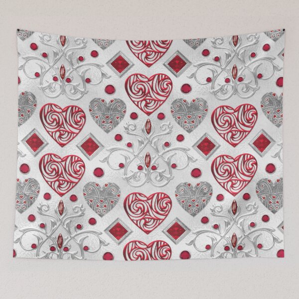 Item preview, Valentine Watercolor Red & Silver Hearts designed and sold by ReesDesigns.