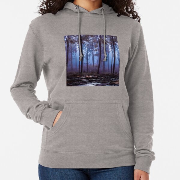Magic forest and lake landscape Lightweight Hoodie