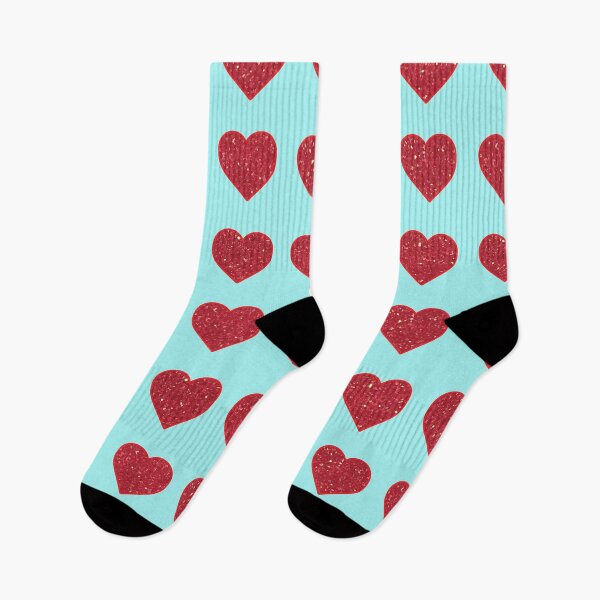 Item preview, Red Glitter Hearts on Light Aqua designed and sold by BelindaFuller.