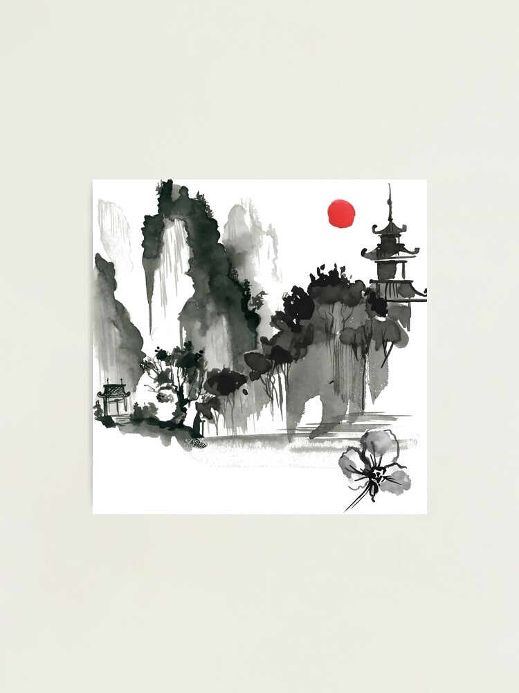 屏風　Sumi-e a painting in black ＆white 屏風 Sumi-e a painting in black ＆white 屏風 Sumi-e a painting in