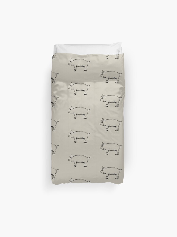 Pig Outline Art Standing Pig Hog Drawing Duvet Cover By Joyce