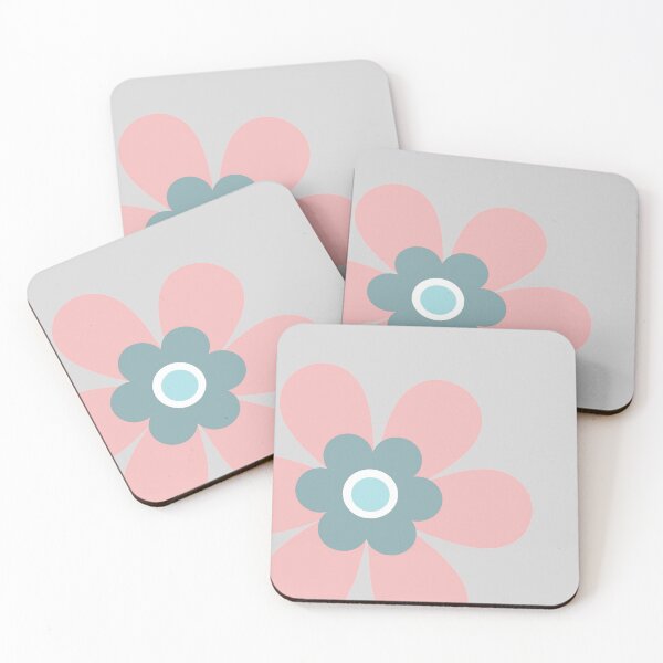 Item preview, Its all about pastel with this cute retro 80s simple flower power block colour groovy graphic, blush baby pink, turquoise and blue on soft grey designed and sold by Caroline Laursen.