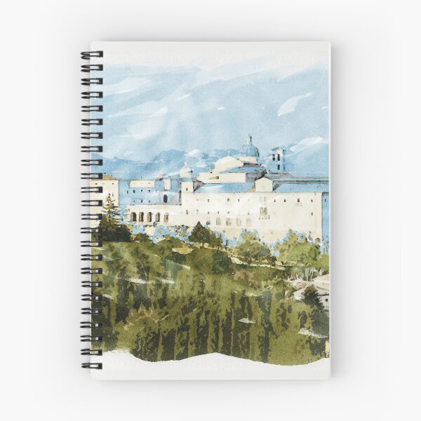Item preview, Montecassino Abbey in the Italian Mountains Watercolour Painting designed and sold by Naumovski.