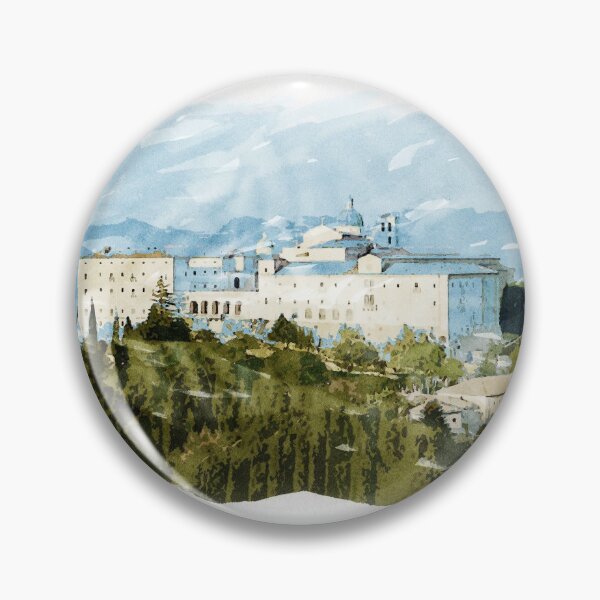 Item preview, Montecassino Abbey in the Italian Mountains Watercolour Painting designed and sold by Naumovski.