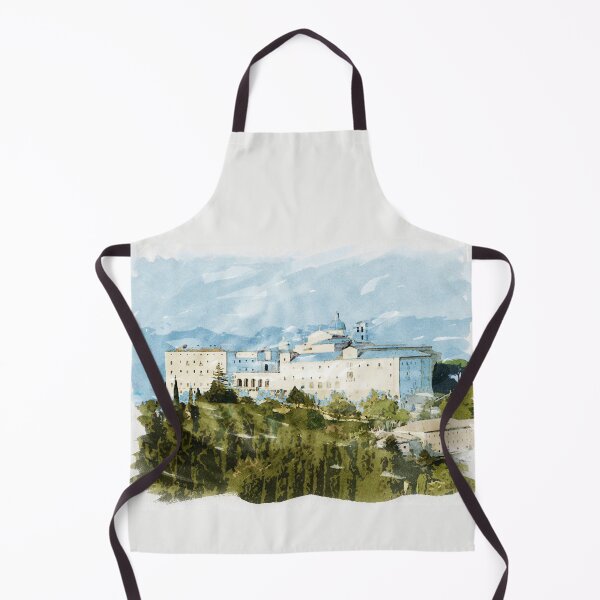Item preview, Montecassino Abbey in the Italian Mountains Watercolour Painting designed and sold by Naumovski.