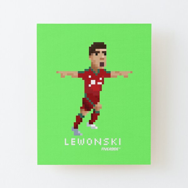 Lewandowski 'Lewonski' Retro-Inspired Football 8-bit Player Figure Wood Mounted Print