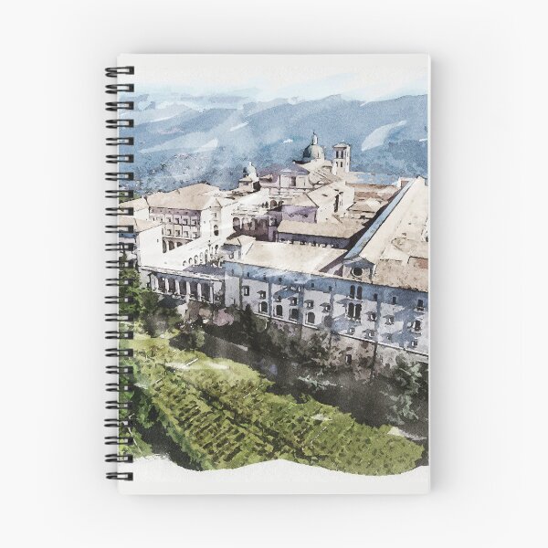 Item preview, Historic Montecassino Abbey / Mountains of Italy Near Rome / Watercolour Painting designed and sold by Naumovski.