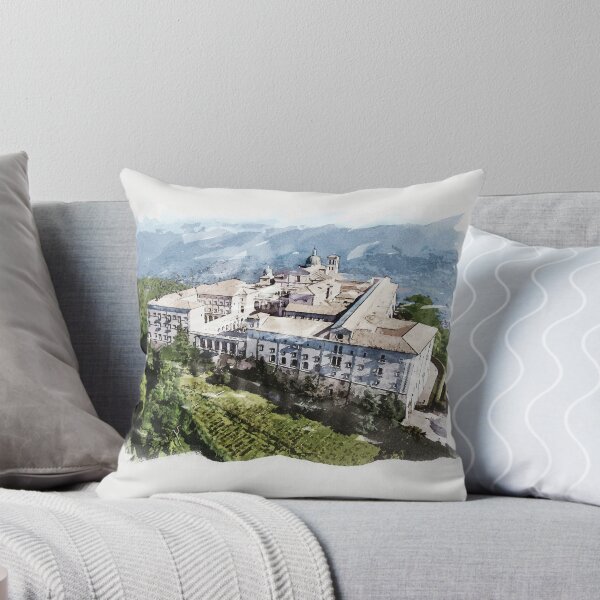 Item preview, Historic Montecassino Abbey / Mountains of Italy Near Rome / Watercolour Painting designed and sold by Naumovski.
