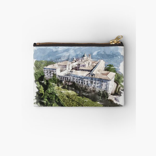 Item preview, Historic Montecassino Abbey / Mountains of Italy Near Rome / Watercolour Painting designed and sold by Naumovski.