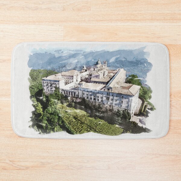 Item preview, Historic Montecassino Abbey / Mountains of Italy Near Rome / Watercolour Painting designed and sold by Naumovski.