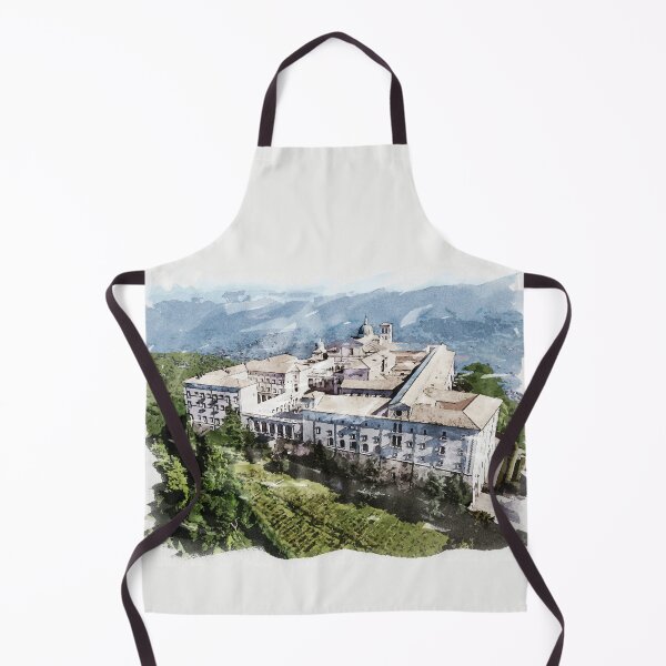 Item preview, Historic Montecassino Abbey / Mountains of Italy Near Rome / Watercolour Painting designed and sold by Naumovski.