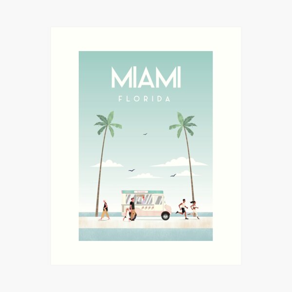 Aperçu de l'œuvre Affiche de voyage de Miami en Floride créée et vendue par Arctic frame studio.