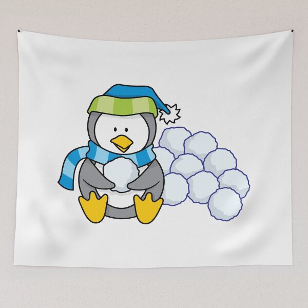 Item preview, Cute Penguin Throwing Snowball Fight designed and sold by treasure-crafts.