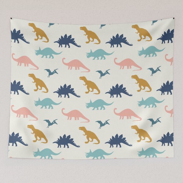 Item preview, Dinosaur Silhouettes in Blue + Gold designed and sold by latheandquill.