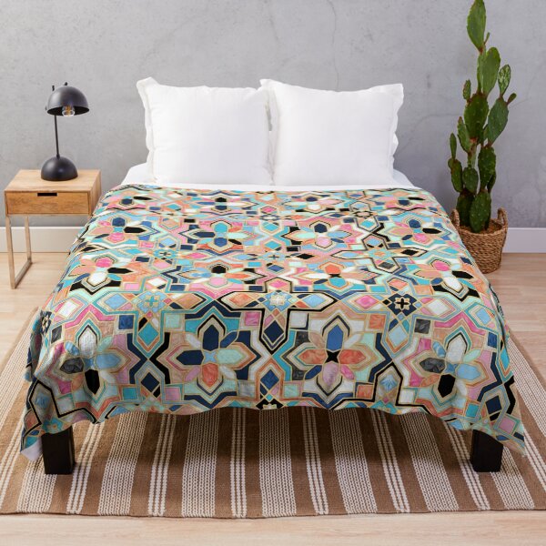 Item preview, Boho Tilework in Coral Pink and Blue designed and sold by micklyn.