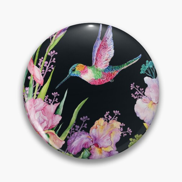 Item preview, iris flowers and hummingbirds .watercolor seamless pattern designed and sold by mitrushova.