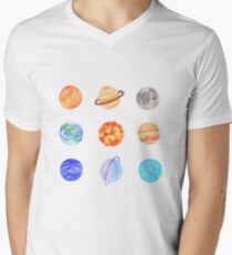 Planeten T-Shirt mit V-Ausschnitt