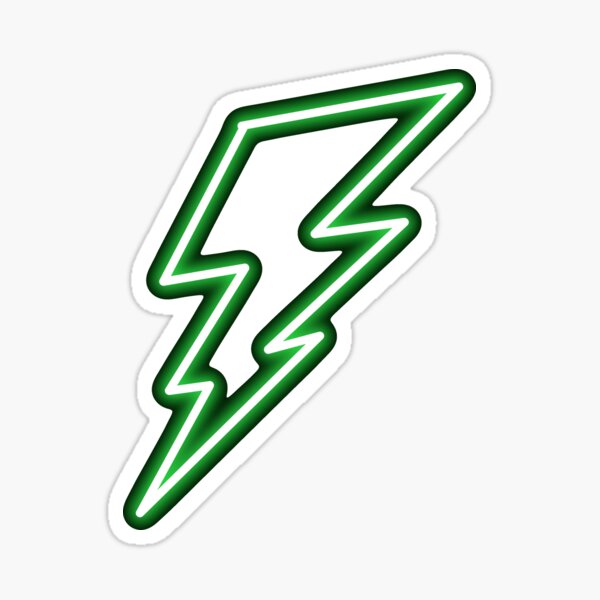 Green neon lightning bolt  Sticker for Sale by Artsyscales21