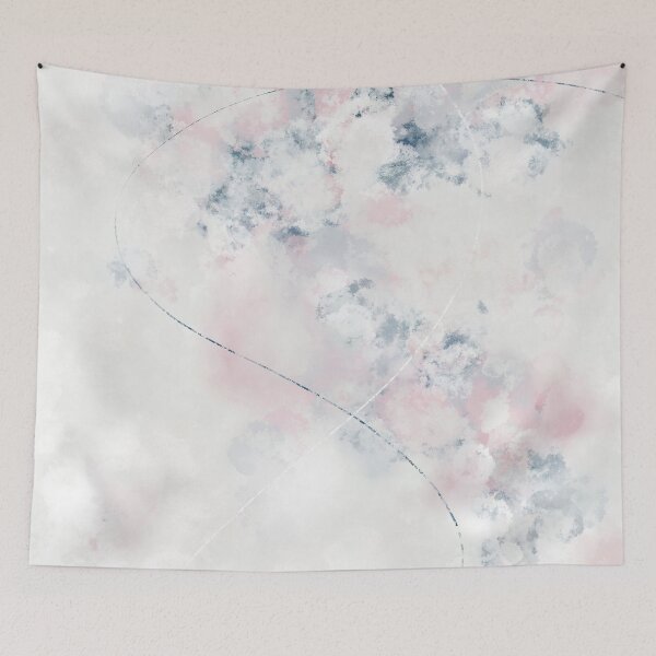 Item preview, Floral Abstract in Vintage White. Dusky Pink and Navy Blue designed and sold by kasamor.