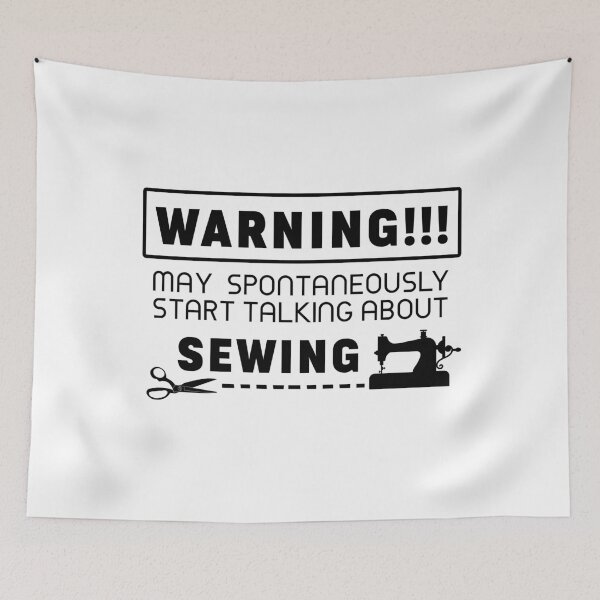 Item preview,  Warning may spontaneously start talking about sewing white designed and sold by PurrfectCorner.