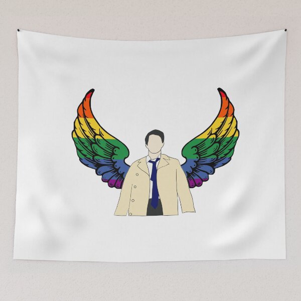 Item preview, Castiel drawing with rainbow wings designed and sold by LannisterOnMars.