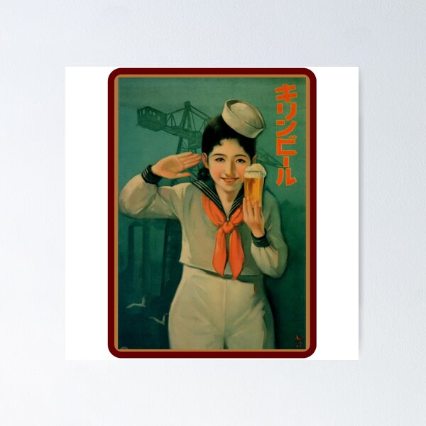 Item preview, Vintage Japanese Beer Advertisement - Sailor Girl designed and sold by UN-labelledGirl.