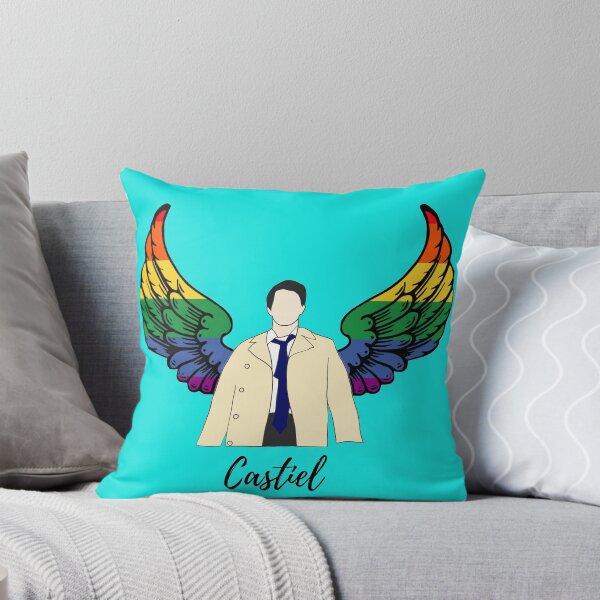 Item preview, Castiel drawing with rainbow wings and name designed and sold by LannisterOnMars.