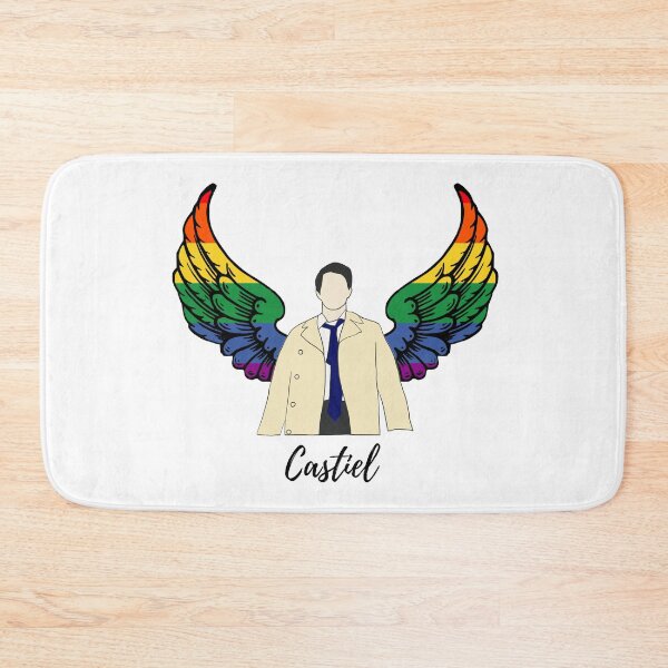 Item preview, Castiel drawing with rainbow wings and name designed and sold by LannisterOnMars.