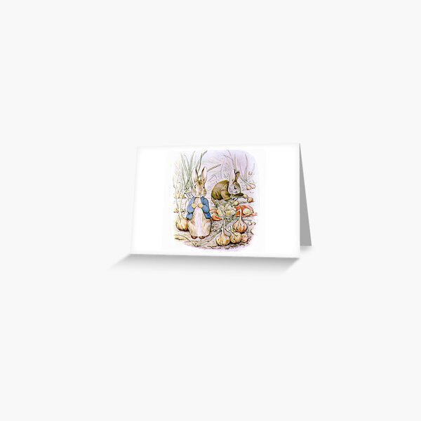 Beatrix Potter. Peter and Benjamin gather onions for Mrs. Rabbit. Greeting Card