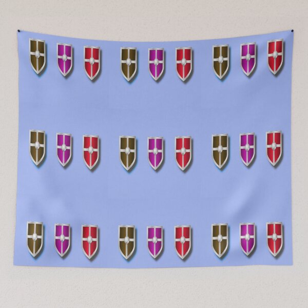 Item preview, Colorful shields on blue designed and sold by tetibright.