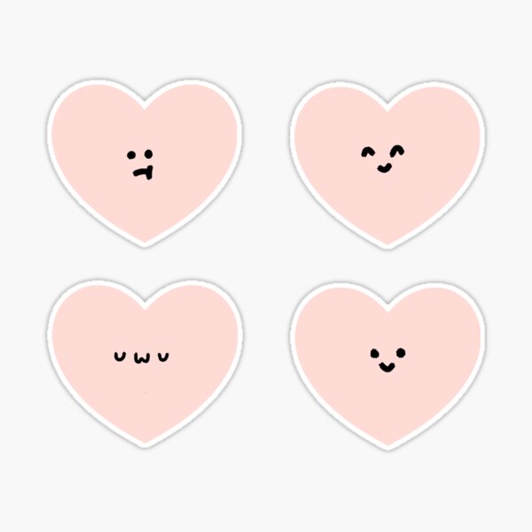 Pink & White Marbling Heart Stickers Pack of 2 Cute Korean Heart