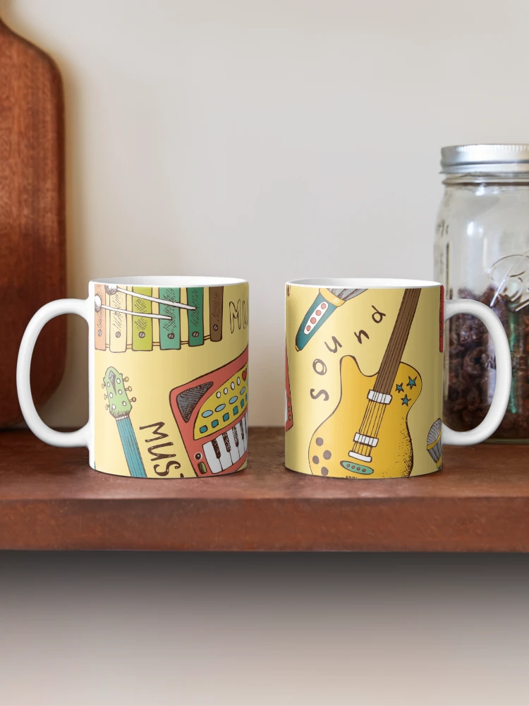 Thumbnail 2 of 6, Coffee Mug, Musical Instrument Pattern designed and sold by Zetsmo.
